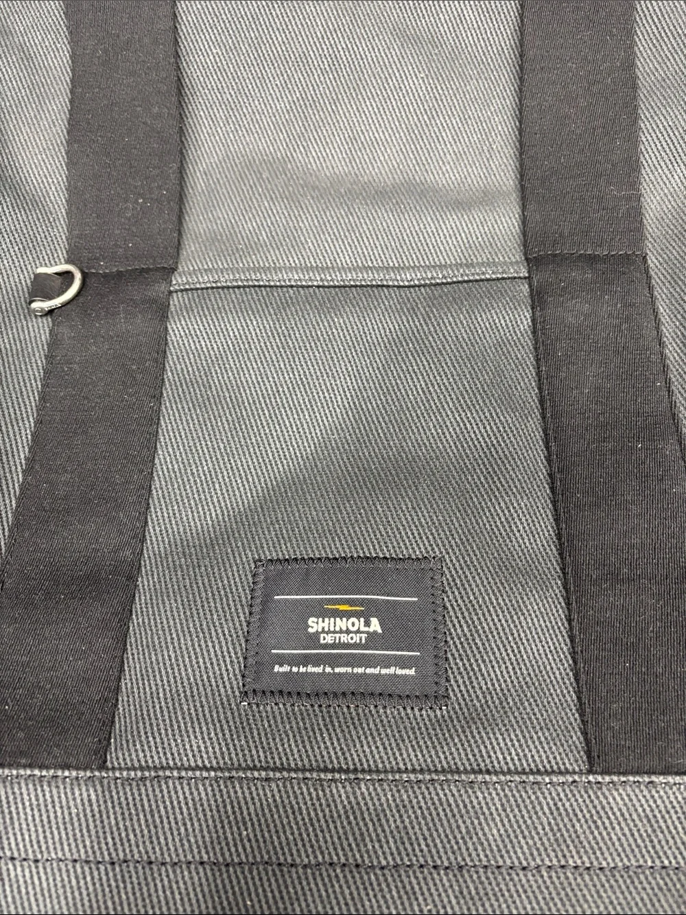 Shinola Gray Canvas Duffel Tote with Black Straps
